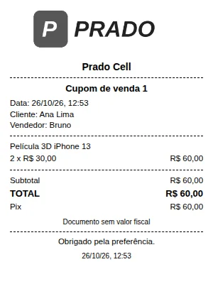 Cupom impresso com a logo da loja